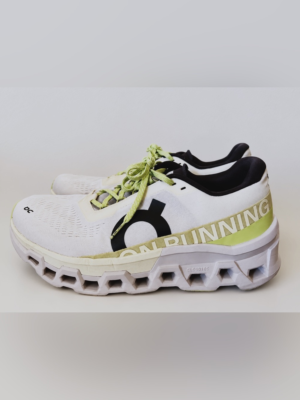 On Running White & Lime Men's Athletic Cloudtec Sneakers